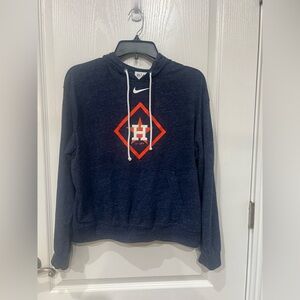 Nike Women’s Houston Astros Blue Hoodie with Orange Logo Size: Large